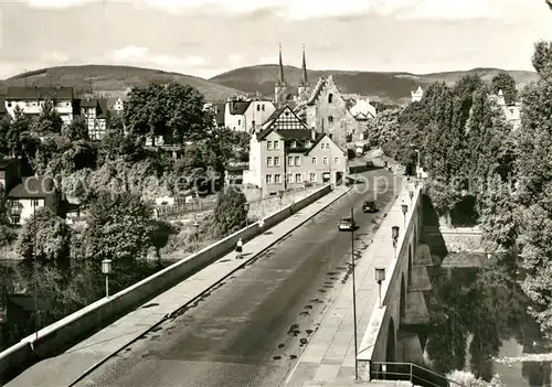 AK / Ansichtskarte Saalfeld_Saale Bruecke Panorama Saalfeld_Saale