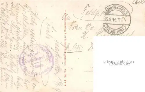 AK / Ansichtskarte Saarbruecken Reichsstrasse mit Bahnhof im Hintergrund Automobil Feldpost Saarbruecken