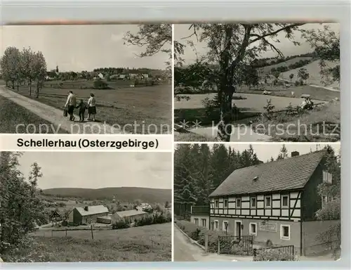 AK / Ansichtskarte Schellerhau Landschaftspanorama Spaziergang Ferienheim Glueckspilz Schellerhau