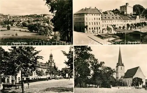 AK / Ansichtskarte Schleiz Panorama Neumarkt Bergkirche Markt Schleiz
