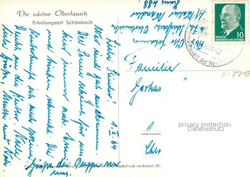 AK / Ansichtskarte Schoenbach_Sachsen Panorama Schoenbach Sachsen