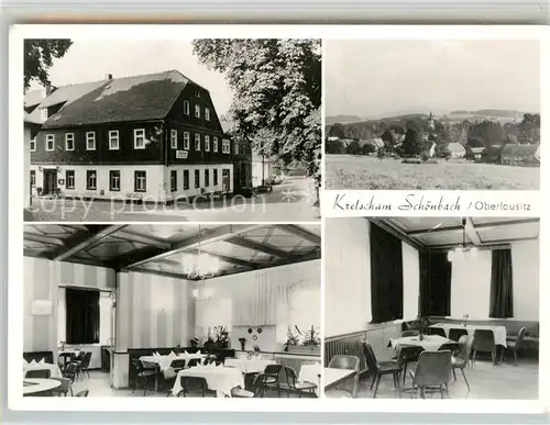 AK / Ansichtskarte Schoenbach_Sachsen Kretscham Gastraeume Panorama Schoenbach Sachsen