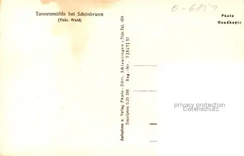 AK / Ansichtskarte Schoenbrunn_Schleusegrund Tannenmuehle Schoenbrunn_Schleusegrund