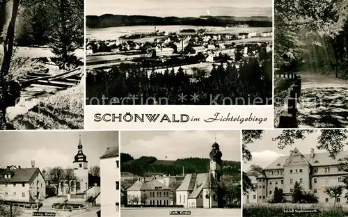 AK / Ansichtskarte Schoenwald_Oberfranken Panorama Ev und Kath Kirche Schloss Sophienreuth Schoenwald Oberfranken