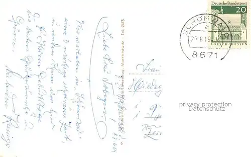 AK / Ansichtskarte Schoenwald_Oberfranken Panorama Ev und Kath Kirche Schloss Sophienreuth Schoenwald Oberfranken