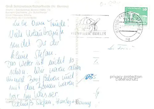 AK / Ansichtskarte Schorfheide Kirche Baudenkmal Barock Konsum Gaststaette Zur Schorfheide Thaelmann Strasse Kulturhaus der Forstarbeiter Schorfheide