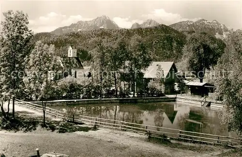 AK / Ansichtskarte Schwangau Schwimmbad mit Gernspitze Koellespitze und Schlicke Schwangau