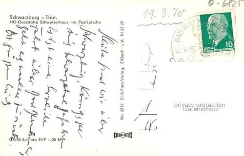 AK / Ansichtskarte Schwarzburg_Thueringer_Wald HO Gaststaette Schweizerhaus Postkutsche Schwarzburg_Thueringer