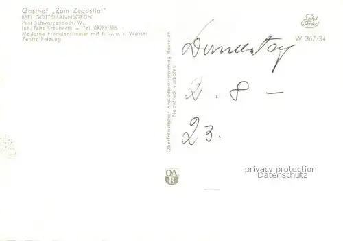 AK / Ansichtskarte Schwarzenbach_Wald Gasthof Zegasttal Terrassencafe  Schwarzenbach Wald