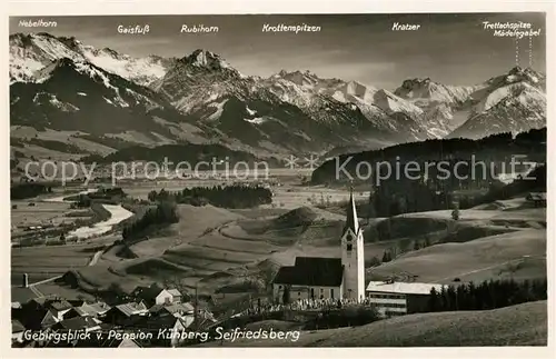 AK / Ansichtskarte Seifriedsberg_Sonthofen Panorama mit Kirche Nebelhorn Rubihorn Trettlachspitze Seifriedsberg Sonthofen
