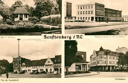 AK / Ansichtskarte Senftenberg_Niederlausitz Stadtpark Bergingenieurschule Ernst Thaelmann HO Kaufhaus Senftenberg_Niederlausitz