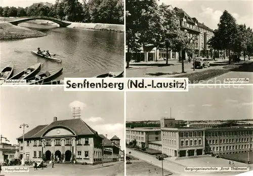 AK / Ansichtskarte Senftenberg_Niederlausitz Paddelstation Bahnhofstrasse Hauptbahnhof  Senftenberg_Niederlausitz