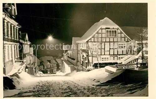 AK / Ansichtskarte Sohlbach_Siegen Verschneite Strassen Fachwerkhaus Nachtaufnahme Sohlbach Siegen