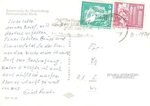 AK / Ansichtskarte Sommerfeld_Kremmen Hellmuth Ulrici Klinik Sommerfeld Kremmen