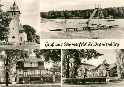 AK / Ansichtskarte Sommerfeld_Kremmen Kirche Schwimmbad Kindergarten Hellmuth Ulrici Klinik Sommerfeld Kremmen