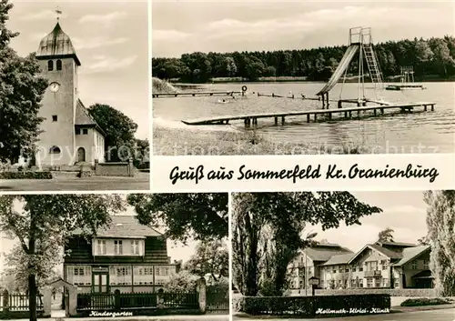 AK / Ansichtskarte Sommerfeld_Kremmen Kirche Schwimmbad Kindergarten Hellmuth Ulrici Klinik Sommerfeld Kremmen