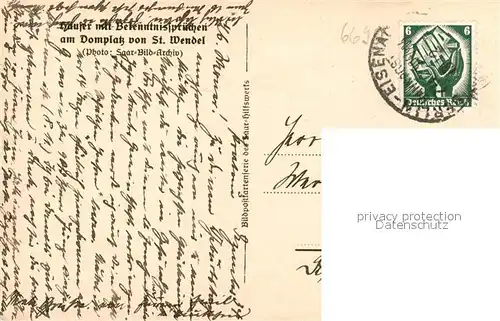 AK / Ansichtskarte St_Wendel Haeuser mit Bekenntnisspruechen am Domplatz St_Wendel