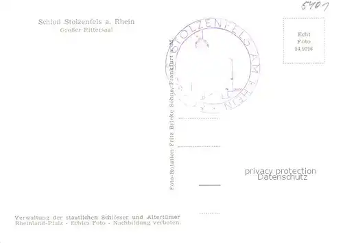 AK / Ansichtskarte Stolzenfels Schloss Rittersaal Stolzenfels
