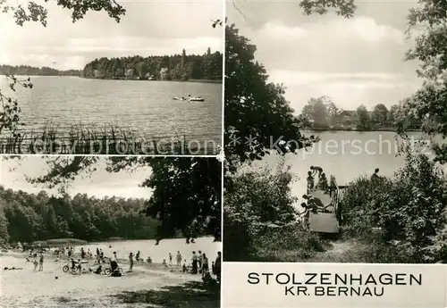 AK / Ansichtskarte Stolzenhagen_Wandlitz Wandlitzsee Strandpartie Bootssteg Stolzenhagen Wandlitz