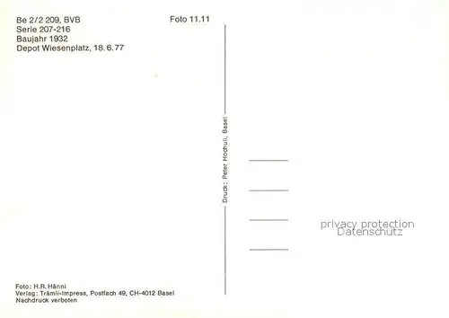 Strassenbahn Be 2 2 209 Depot Wiesenplatz Basel 