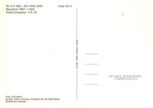Strassenbahn Be 4 4 462 Depot Dreispitz Basel 