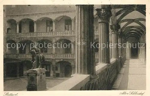 Stuttgart Alter Schlosshof Kupfertiefdruck Stuttgart
