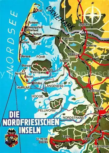 Sylt Panoramakarte Nordfriesischen Insel Sylt