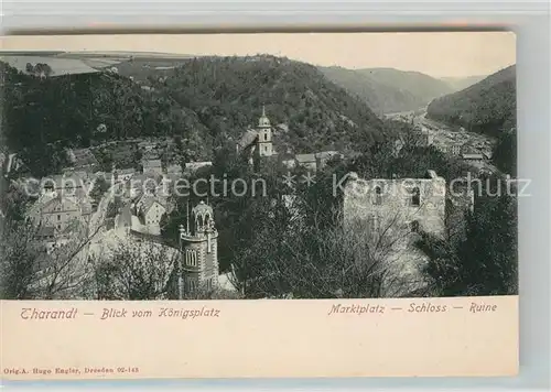 Tharandt Blick vom Koenigsplatz auf Marktplatz Schloss und Ruine Tharandt