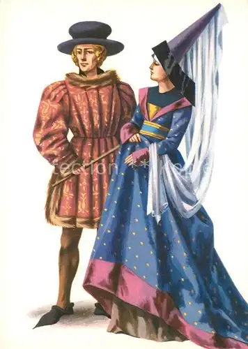 Trachten Festkleidung Schmuckgewaender XV. Jahrhundert  