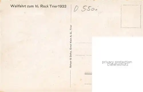 Trier Erinnerungskarte Wallfahrt zum Heiligen Rock im Dom Trier