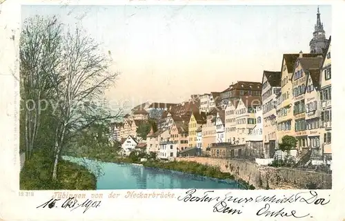 Tuebingen Blick von der Neckarbruecke Altstadt Tuebingen