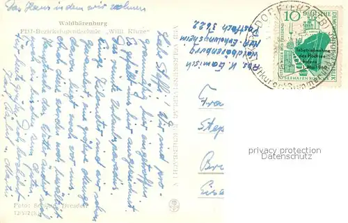 Waldbaerenburg FDJ Bezirksjugendschule Willi Kluge Waldbaerenburg