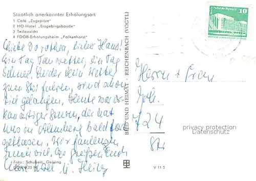 Waldidylle Cafe Zugspitze HO Hotel Erzgebirgsbaude Teilansicht FDGB Erholungsheim Falkenhorst Waldidylle