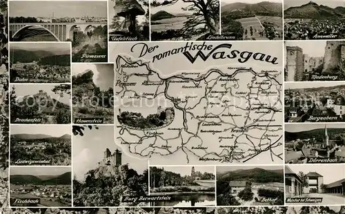 Wasgau_Region Ortschaften Sehenswuerdigkeiten der Region Landkarte Wasgau Region