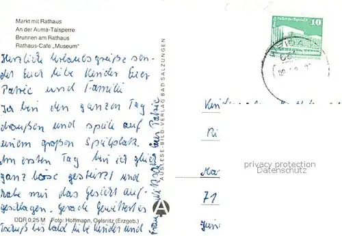 Weida_Thueringen Rathaus Marktplatz Auma Talsperre Cafe Weida Thueringen