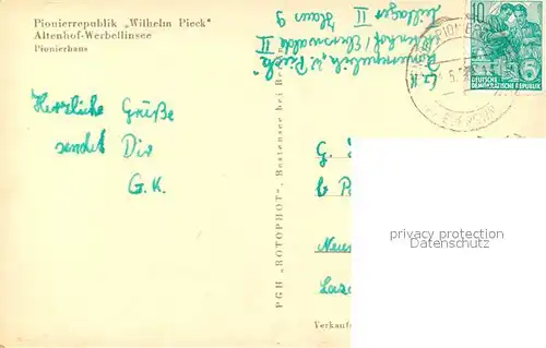 Werbellinsee Altenhof Pionierrepublik Wilhelm Pieck Pionierhaus Werbellinsee Altenhof