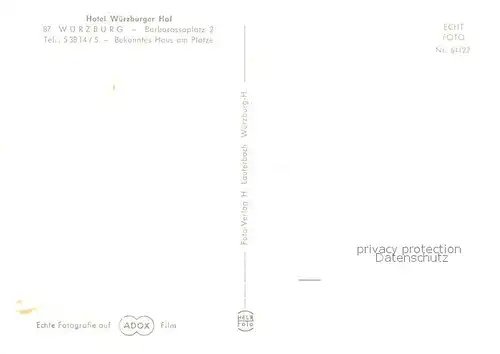 Wuerzburg Hotel Wuerzburger Hof Barbarossaplatz Statue Schloss Wuerzburg