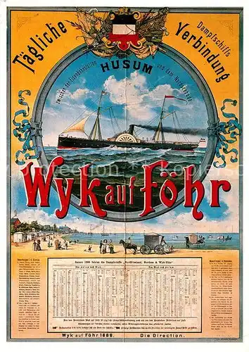 Wyk_Foehr Historischer Fahrplan Dampfschiff Foehr