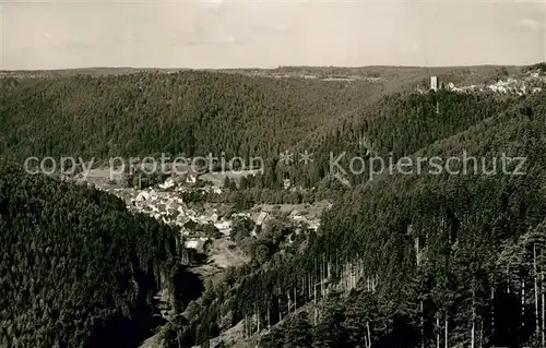 Zavelstein Panorama Kleinste Stadt Wuerttembergs mit Blick auf Bad Teinach Zavelstein