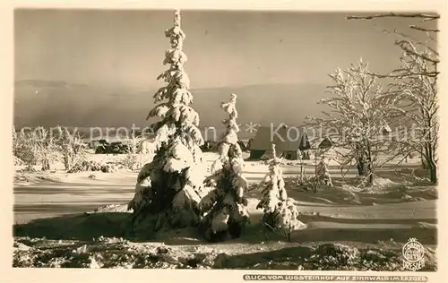 Zinnwald Georgenfeld Blick vom Lugsteinhof auf Zinnwald Winterlandschaft Erzgebirge Zinnwald Georgenfeld