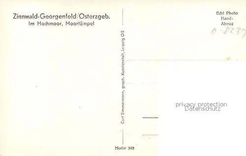 Zinnwald Georgenfeld Moortuempel im Hochmoor Handabzug Zinnwald Georgenfeld