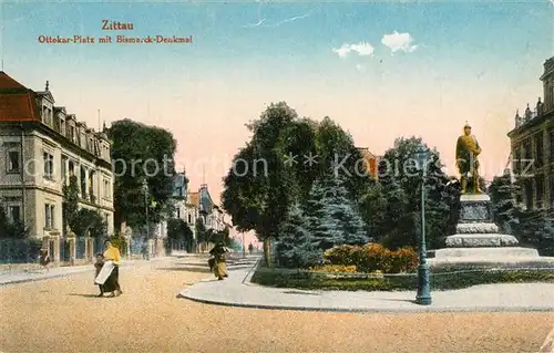 Zittau Ottokar Platz mit Bismarckdenkmal Zittau