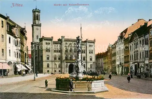 Zittau Markt mit Rolandbrunnen Silesia Karte Nr 561 Zittau