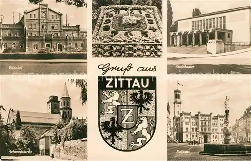 Zittau Bahnhof Blumenuhr Stadttheater Rathaus Brunnen Johanniskirche Wappen Zittau