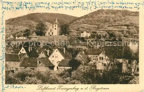 Zwingenberg_Bergstrasse Ortsansicht mit Kirche Luftkurort Zwingenberg_Bergstrasse