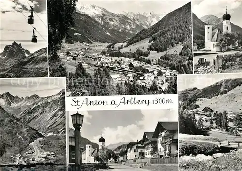 AK / Ansichtskarte St_Anton_Arlberg Seilbahn Panorama Kirche Ortspartie St_Anton_Arlberg