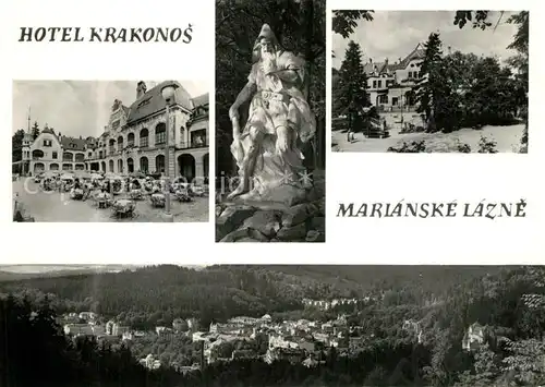 AK / Ansichtskarte Marianske_Lazne Hotel Krakonos Skulptur Panorama Marianske_Lazne