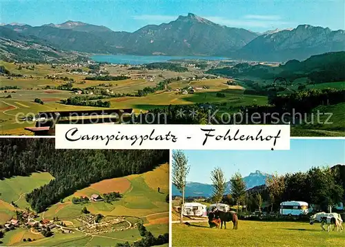 AK / Ansichtskarte Mondsee_Salzkammergut Panorama Campingplatz Fohlenhof Fliegeraufnahme Mondsee Salzkammergut