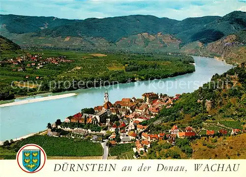 AK / Ansichtskarte Duernstein_Wachau Fliegeraufnahme mit Pfarrkirche Maria Himmelfahrt Duernstein_Wachau