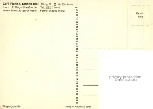 AK / Ansichtskarte Studen_BE Cafe Florida Studen_BE